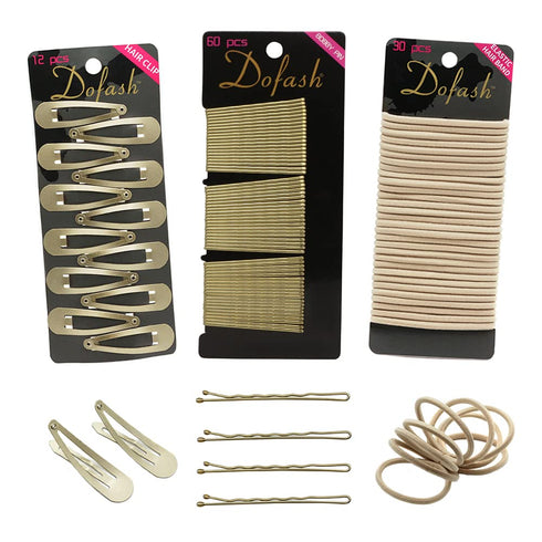 Women's Braided Good Hair Set - 102 Counts, Braided Hair Clips (60 Bobby Pins + 30 Elastic Ties + 12 Snap Clips)