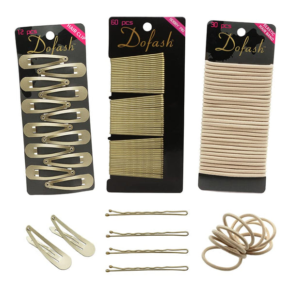 Women's Braided Good Hair Set - 102 Counts, Braided Hair Clips (60 Bobby Pins + 30 Elastic Ties + 12 Snap Clips)