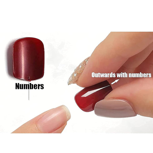 MISUD Medium Coffin Press on Nails, Goth Black Flame Fake Nails, Matte Glue on French Tip Acrylic Nails, 24 pcs