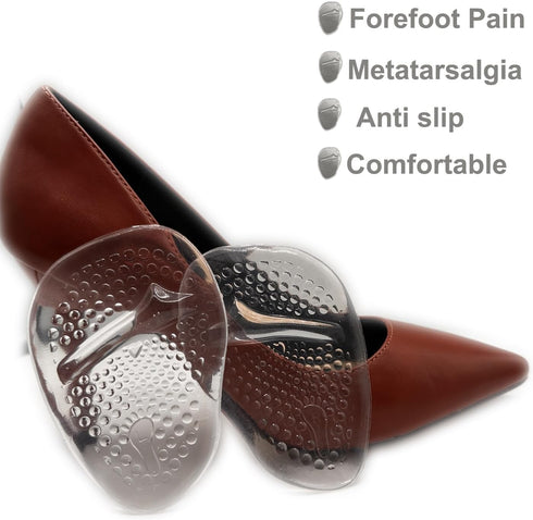 Metatarsal Pads-Ball of Foot Cushions for Women- Soft Gel Insole- - Shoe Inserts - Foot Pain Relief Forefoot Cushion (Clear-2pairs)