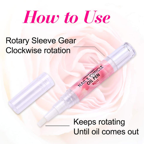 Lagunamoon Cuticle Oil Pen for Nail Care & Growth, Nourish and Moisturize Damaged Nails - Rose, 5 ml