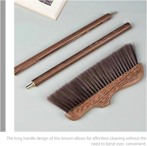 UNOMOR Handmade Soft Wood Broom, Long Handle for Dust Removal, Kitchen Cleaning, Patio, and Floor Brush