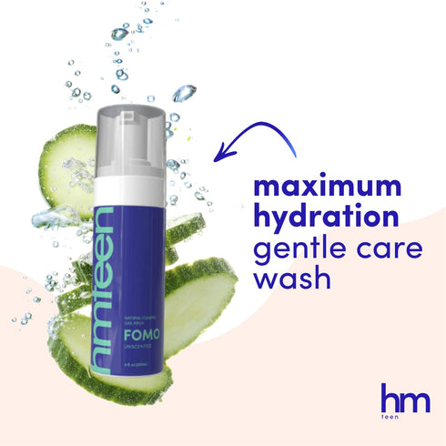 HM Teen 6 oz FOMO Teen Feminine Wash - Gentle Unscented Foaming Wash for Sensitive Skin, pH Balanced & Moisturizing