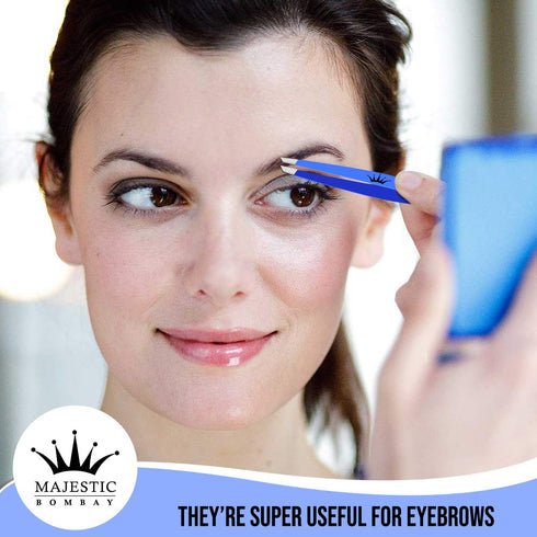 Majestic Bombay Slant Tweezers for Women and Men, Precision Surgical Tweezers for Splinter, Ticks, Eyebrows