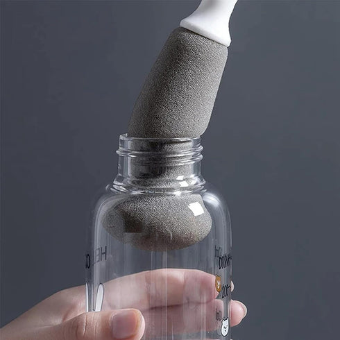 Grey Long Handle Cleaning Sponge Brush - Decontamination Cup Brush, Multifunctional Household Cleaning Brush