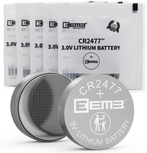EEMB 5 Pack CR2477 3V Lithium Button Coin Cell Batteries for Electronic Candle, Remote Control, Smart Devices