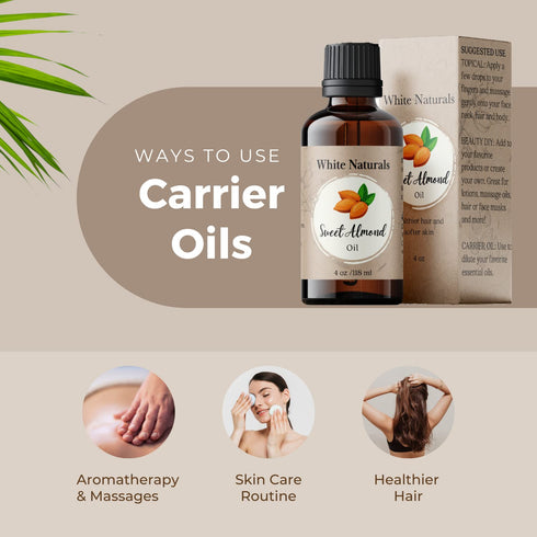 Sweet Almond Oil for Hair and Skincare, 100% Pure Natural Cold Pressed, Organic Moisturizer
