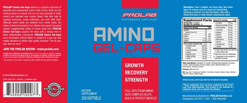 PROLAB Amino GEL-CAPS, 200 Count