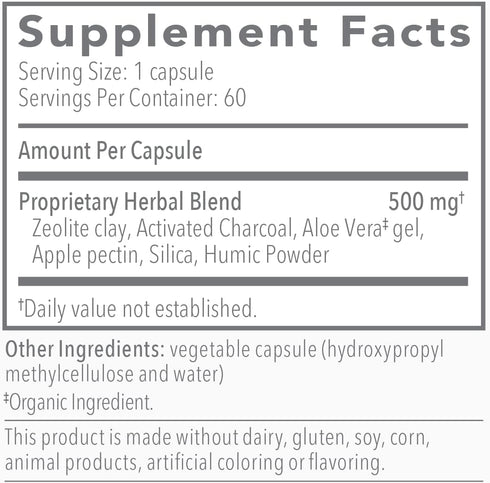 Biocidin G.I. Detox+ Gentle Binder, 60 Capsules, Activated Charcoal, Zeolite & Aloe for Digestive Health