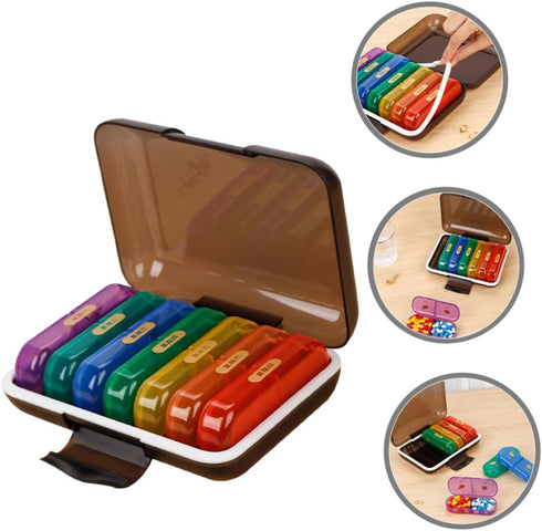 YOSADIER Weekly Medicine Organizer Pill Case with Multi-Grid Compartments, Portable Wear-Resistant Pill Storage Box