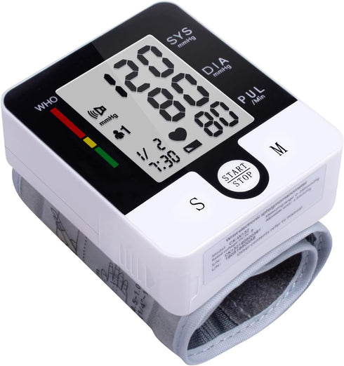 Automatic Wrist Blood Pressure Monitor, Talking Blood Pressure Cuff for Home Use, Adjustable Cuffs, Large LCD Display