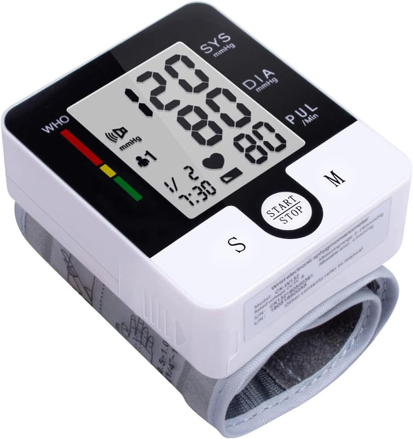 Automatic Wrist Blood Pressure Monitor, Talking Blood Pressure Cuff for Home Use, Adjustable Cuffs, Large LCD Display