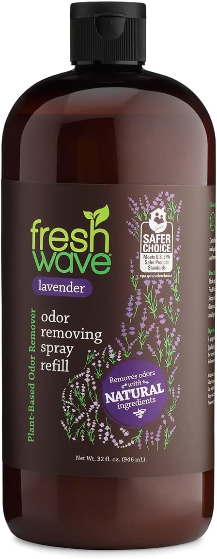 Fresh Wave Lavender Odor Eliminator Spray & Air Freshener Refill, 32 fl. oz., Natural Plant-Based Odor Relief