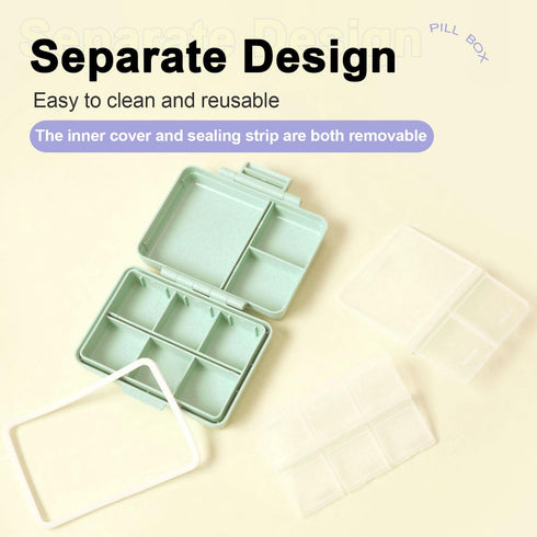 Wopanxye 9 Travel Pill Organizer, Compartments Portable Medicine Storage Box, BPA-Free, Double Lock, Daily Cute