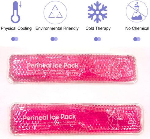Reusable Perineal Ice Packs for Postpartum & Hemorrhoid Pain Relief, Hot & Cold Pack for Women, 2 Ice Packs and 3