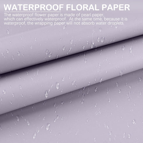 YOLUFER 20 Sheets Flower Wrapping Paper, Waterproof Floral Bouquet Packaging Paper for DIY Crafts, Light Purple