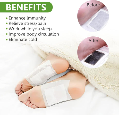 Foot Pads (30 PCS) - Deep Cleansing Foot Patch, Natural Bamboo Vinegar Ginger Powder Foot Pad for Foot Care, Adhesive