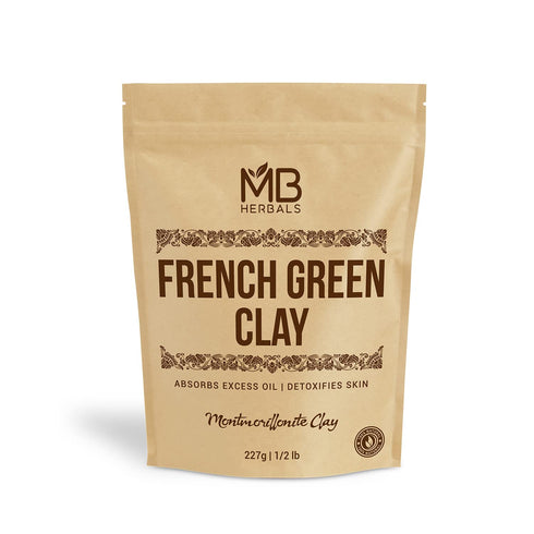 MB Herbals French Green Clay 8 oz | 100% Pure Montmorillonite Clay | Detoxifies Skin, Absorbs Excess Oil
