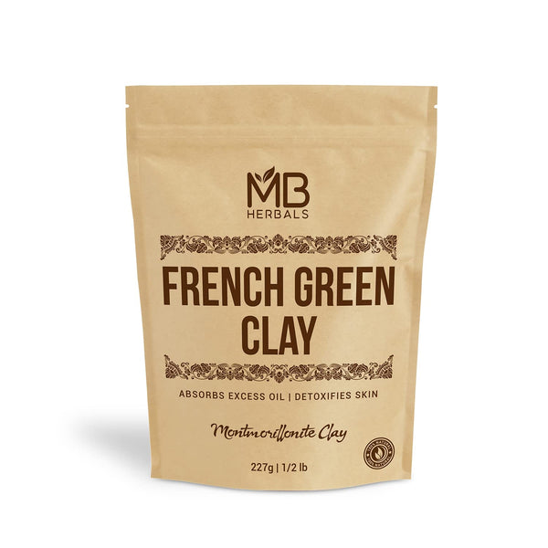 MB Herbals French Green Clay 8 oz | 100% Pure Montmorillonite Clay | Detoxifies Skin, Absorbs Excess Oil