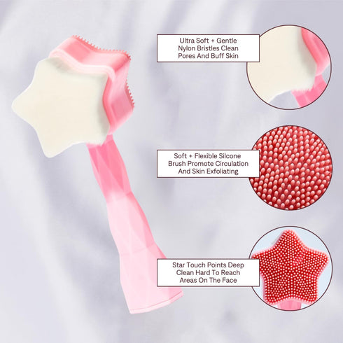 All Star Face Brush -Manual Facial Cleansing Brush, 2-in-1 Skin Care face Brush, Silicone Facial Scrubber Manual Dual Face Wash Brush for Deep Pore Exfoliation Massaging Skin Exfoliator