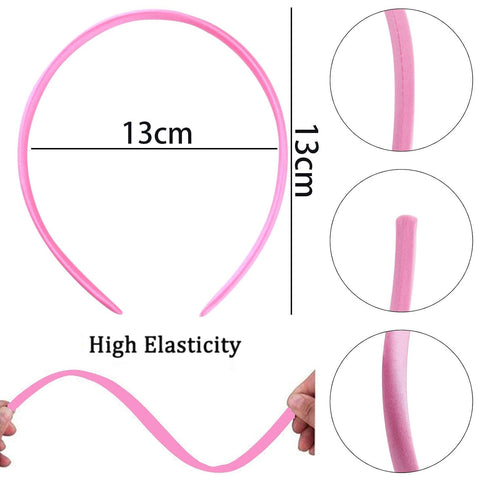 Pack of 26 DIY Satin Covered Fashion Headbands Set, 0.4 Inch/1 Cm Colorful Ribbon Hair Band Craft Headband Set