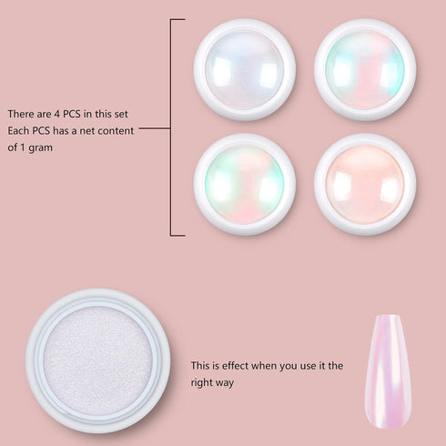 Artdone Chrome Nail Powder, Metallic Mirror Glitter Effect Pigment for Gel Polish Nail Art Decoration
