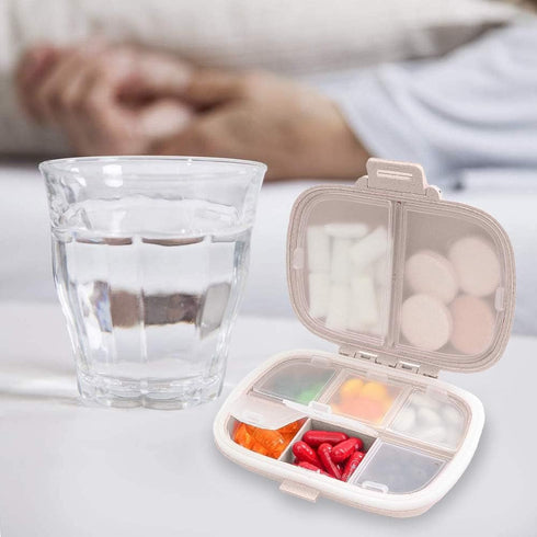 Travel Pill Organizer, Portable 8 Compartments Small Pill Case Daily Pill Box to Hold Vitamins, Cod Liver Oil, Medicine