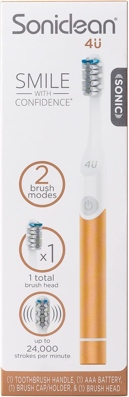 Soniclean 4U Sonic Electric Toothbrush for Adults, Bronze, Battery Powered, Unisex