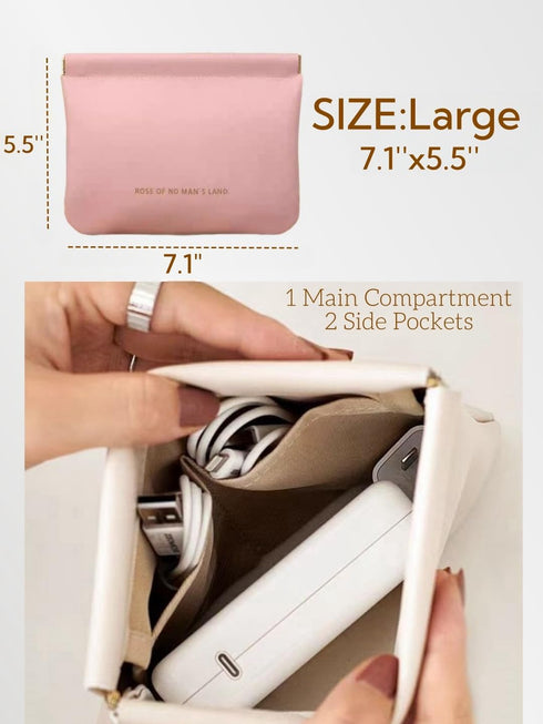 Small Pink Cosmetic Bags for Women, Pu Leather Makeup Pouch with Zipper, Travel Makeup Bag for Purse