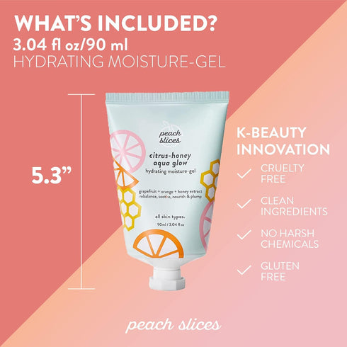 Peach Slices Citrus-Honey Aqua Glow - Hydrating Moisture Gel Face Moisturizer for All Skin Types, 3.04 oz