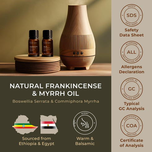 Set Set 3x10ml Frankincense & Myrrh Essential Oil for Diffuser & Sandalwood Essential Oils for Diffuser - Aromatherapy