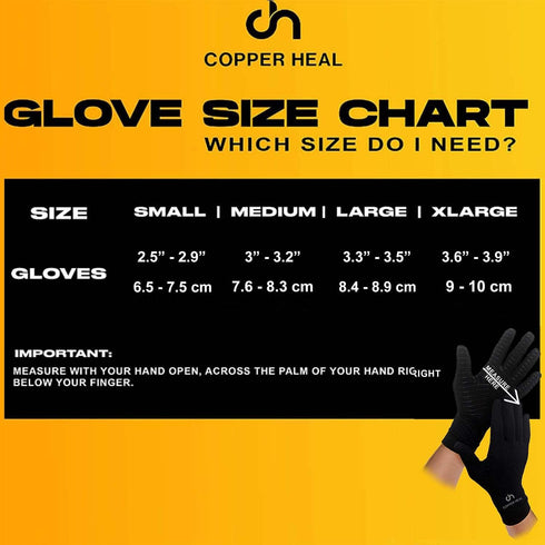COPPER HEAL Copper Compression Gloves, Pair for Men and Women, Full Finger Compression Gloves