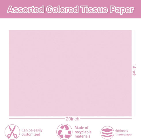 Whaline 60 Sheets Pastel Tissue Paper - 14 x 20 Inch - Gift Wrapping Paper Art Paper for DIY Crafts Baby Shower Birthday Wedding Party Supplies by Whaline