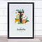 The Card Zoo Jungle Animals Initial I Baby Birth Details Nursery Christening Gift Print