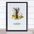 The Card Zoo Jungle Animals Initial I Baby Birth Details Nursery Christening Gift Print