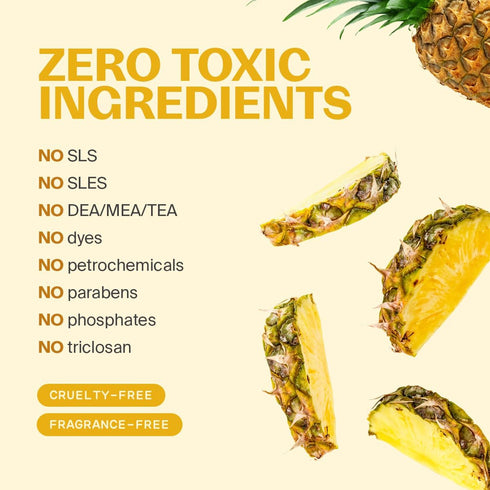 Fuwa3e Pineapple Enzyme Natural Dish Soap, Tropical Pineapple Scent, 16.9oz 3 Pack