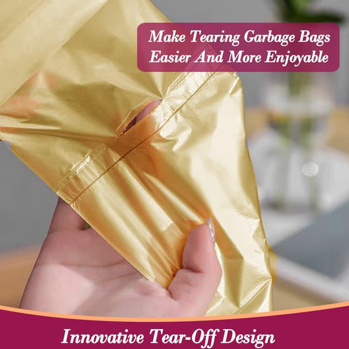 4 Gallon Small Gold Trash Bags, 180pcs Strong Golden Garbage Bags for Bathroom Trash Can Bin Liners