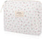 Makeup Bag Quilted Floral Cosmetic Bag for Women - Cute Cotton Travel Toiletry Organizer (White Cherry)