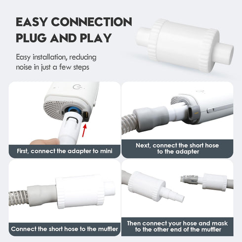 Tordale CPAP Muffler for AirMini Compatible with Transcend Travel and ResMed AirMini CPAP Machines. Includes CPAP Hose
