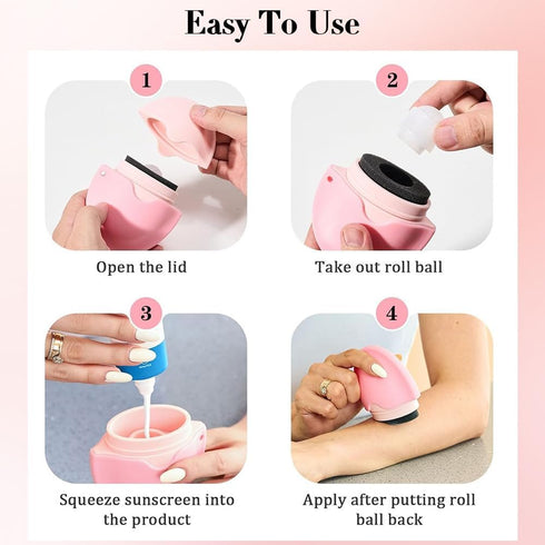 Sunscreen Applicator, Portable Refillable Applicator Roll on Sponge Suncream & Lotion Applicator for Women, Adult, Kid