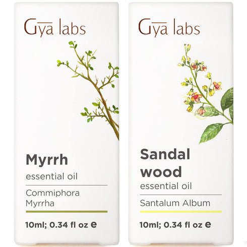 Myrrh Oil for Skin & Sandalwood Essential Oils for Diffuser Set -
