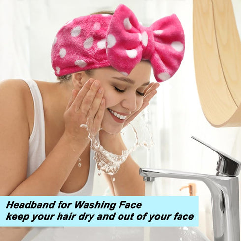 Shintop Sweet Super Soft Caroset Polka Dots Wash Cosmetic Headband Hairlace (Rose Polka Dots)