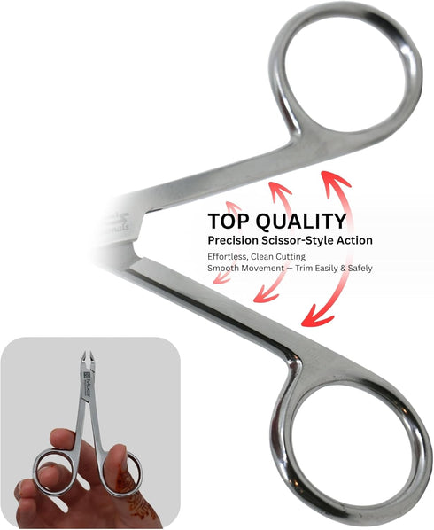 Macs Professional Cuticle Nipper, Surgical Stainless Steel Precision Half-Jaw Blades for Manicure & Pedicure