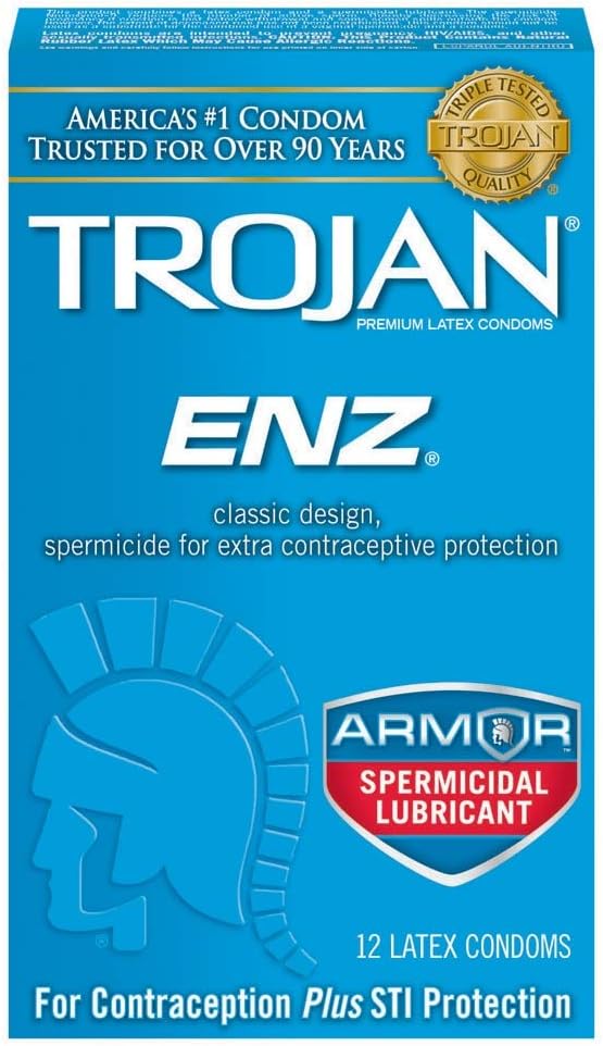 TROJAN ENZ Spermicidal Latex Condoms - 12ct, Pack of 2