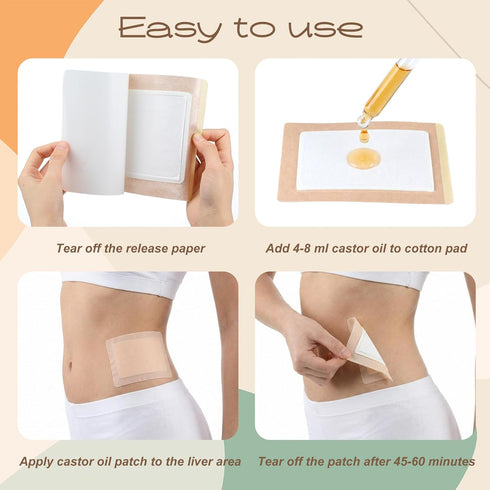 Rivvlive 120 Pack Pcs Disposable Castor Oil Patches Castor Oil Wrap Self-Adhesive Patch Organic Cotton Pads for Belly