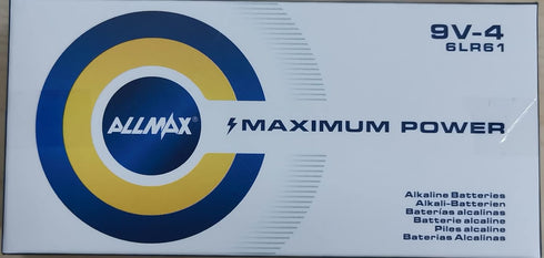 Allmax 9V Maximum Power Alkaline Batteries, 4 Count – Ultra Long-Lasting