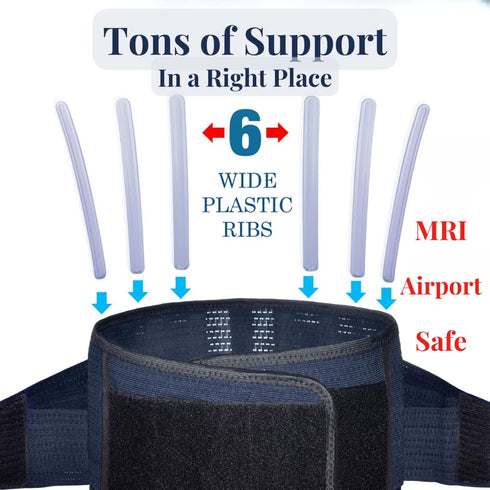AVESTON Lower Back Brace for Back Pain Relief - Breathable Lumbar Support Belt for Men and Women, Large Size 38-45 inch