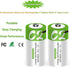 C Size Rechargeable Batteries - 2 Pack 5000mWh Lithium ion 1.5V with USB A to Type C Charger
