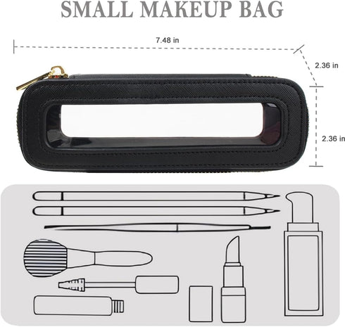 Clear Makeup Brush Bag, Small Holder Travel Makeup Bag for Purse, Mini TSA Approved Cosmetic Brush Case, Portable