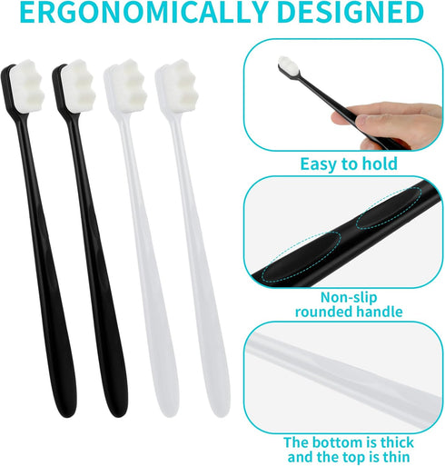 4Pcs Soft Micro Nano Toothbrush - Extra Soft with 20000 Bristles | Soft Manual Toothbrush for Sensitive Teeth, Adults